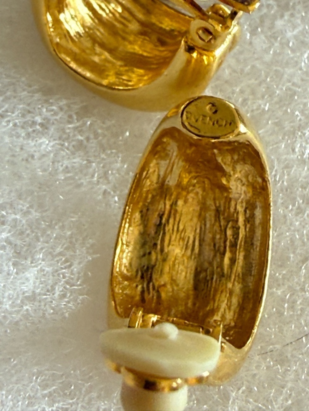 Vintage Givenchy Gold & Silver clip on Hoop Earrings designer Two-Tone Set - Picture 6 of 6